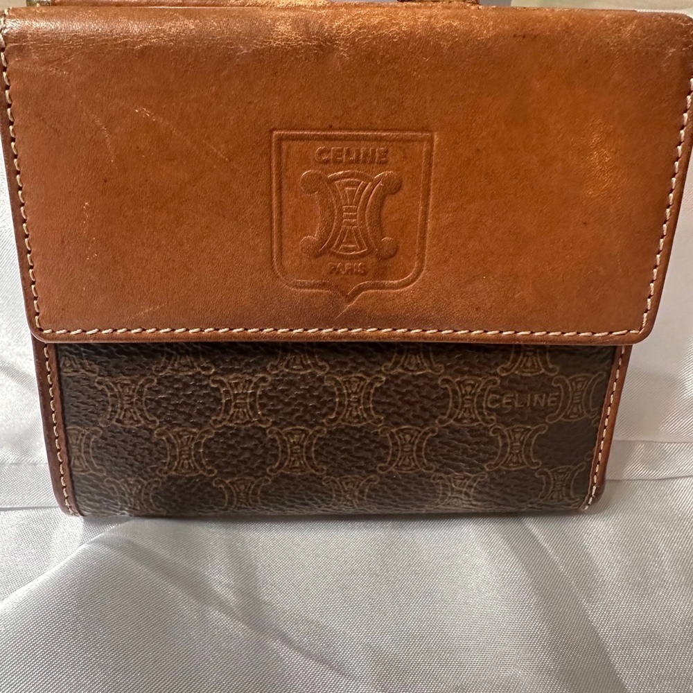 Celine Tan and Brown Leather Wallet
